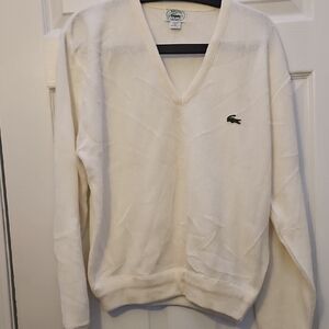 Lacoste V-Neck Sweater in Cream